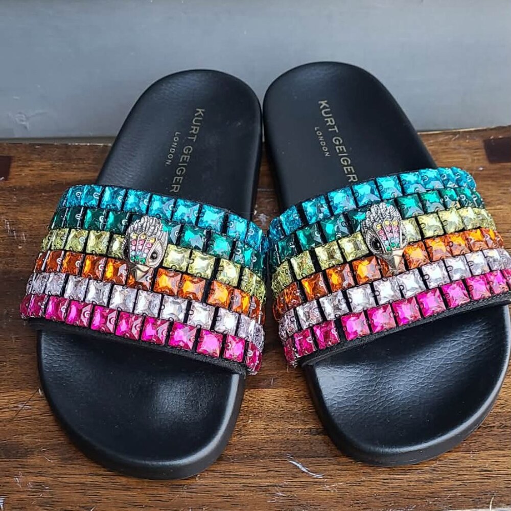 Kurt Geiger Rainbow Jeweled Slide Mules